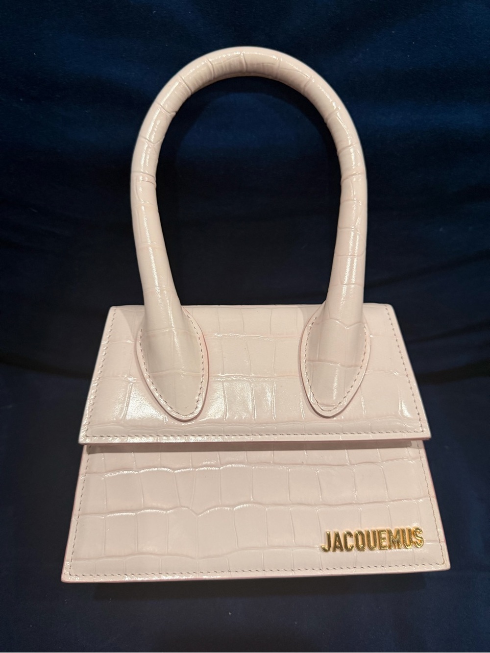 Jacquemus pale pink croc-embossed mini tote